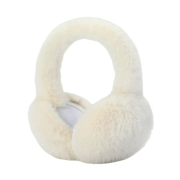 Grandest Birch 3PCS Winter Imitation Rabbit Fur Earmuffs Girls Cute Solid Color Warm Earmuffs Outdoor Ear Warmer Foldable Soft Furry Ear Covers,White