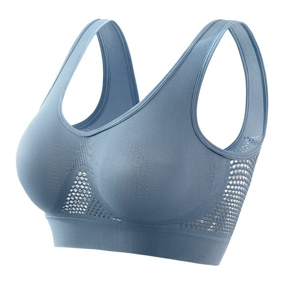 Grandest Birch 3PCS Women Bra Hollow Out Soft Breathable Solid Color Elastic Push Up Shockproof Sweat Absorption Anti-snagging Wireless Sports Yoga Jogging Bra Lady Underwear ,Blue,38B