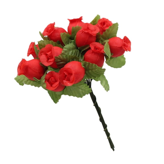 Grandest Birch 5 Bouquet/60Pcs Artificial Rose Anti-droop Easy to Bend 18 Colors Artificial Rose Flowers for Household,Red