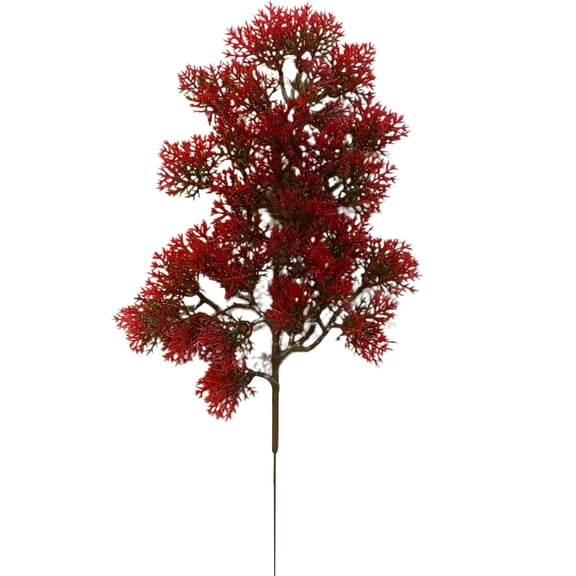 Grandest Birch 5 Branch Artificial Plant Fresh-keeping Vivid UV-resistant Flower Arrangement Fake Pine Stem for Courtyard,Red