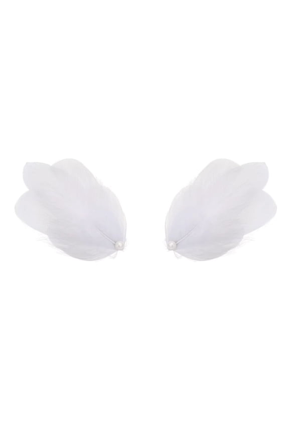 5 Pairs Bridal Wedding Hairpins Soft Feather Faux Pearl Anti-slip High-end Lightweight Colorfast Party Cocktail Banquet Head Decoration Headdress Feather Side Clips White