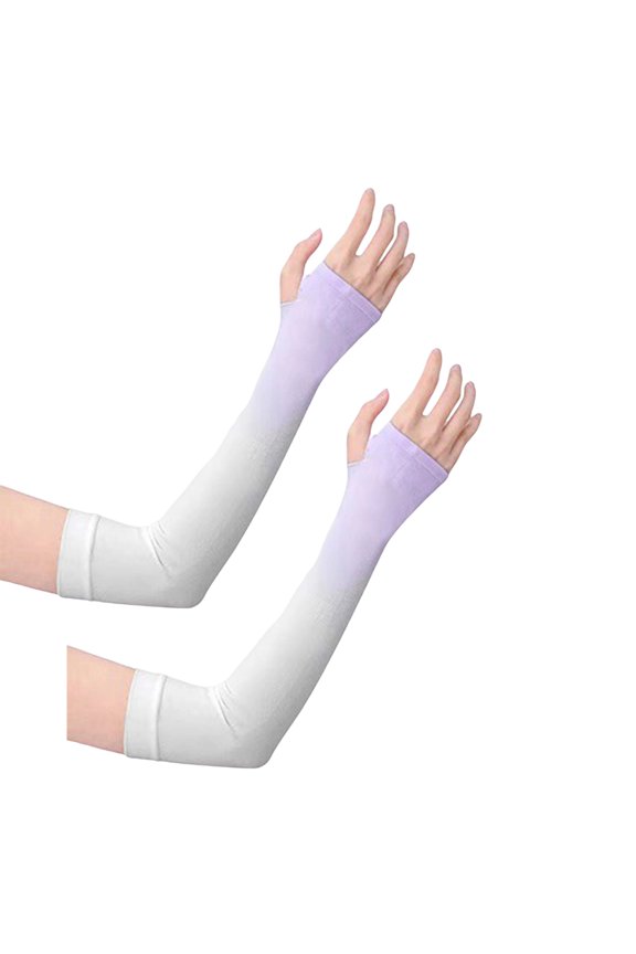 5 Pairs Summer Gradient Ice Sleeve UV Sleeve Outdoor Riding Anti ultraviolet Men Women Quick drying Sleeve Arm Guard Purple