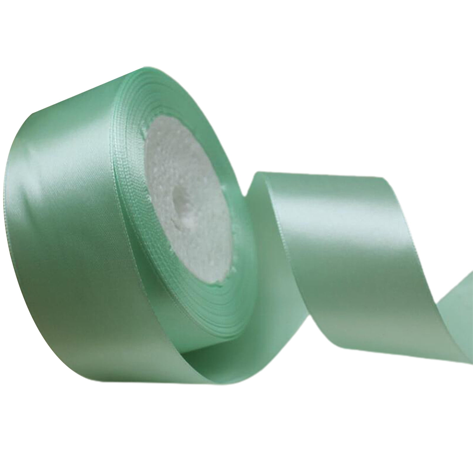 Grandest Birch 5 Rolls 22m 4cm Wide Satin Wedding Ribbon Roll Gift Wrapping Bouquets Bow Making Decoration Home Decor Mint Green