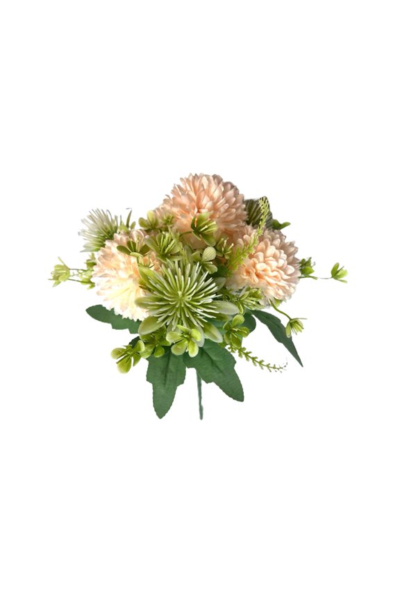 5PCS Artificial Ball Chrysanthemum 7 Heads Non-withering Realistic DIY Home Wedding Decor Faux Bulbous Flower Home Supplies,Light Pink