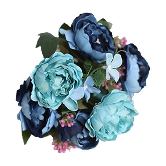 Grandest Birch 5PCS Artificial Flower 3D Not Wither Vibrant Rose Bouquet Artificial Peony DIY Home Decoration for Bedroom ,Blue