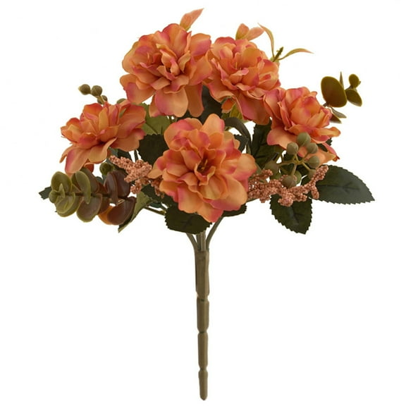 Grandest Birch 5PCS Artificial Flower Non-Fading Full of Vitality Decorate 5 Branches Exuberant Blossom Simulated Hibiscus Cherry Balcony Decor Supplies,Orange
