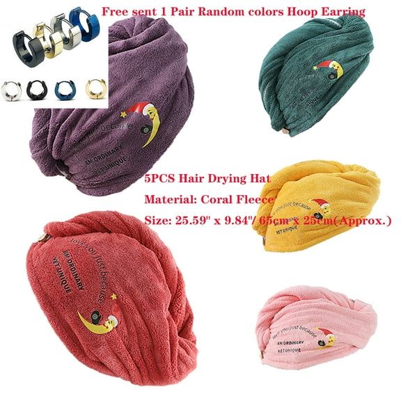 Grandest Birch 5PCS Household Head Wrap Hat Strong Water Absorption Quick-drying Hair Drying Towel for Bathroom