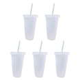 thumbnail image 1 of Grandest Birch 5Pcs 500ml/700ml Water Cup Food Grade Anti-deform PP Water Straw Cup with Lid for Home Eco-friendly No Odor BPA Fre, 1 of 8