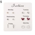 thumbnail image 1 of Grandest Birch 6 Pairs Women Snowflake Heart Star Leaf Faux Gem Ear Stud Earrings Jewelry Gift Alloy, Faux Gem Clear, 1 of 8