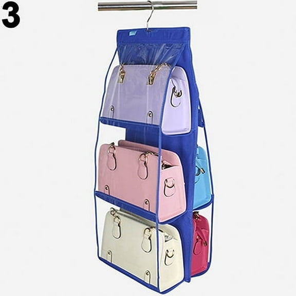 Grandest Birch 6 Pockets Handbag Hanging Storage Organizer Bag Tidy Wardrobe Closet Hanger Durable and Practical 6 Pockets Design