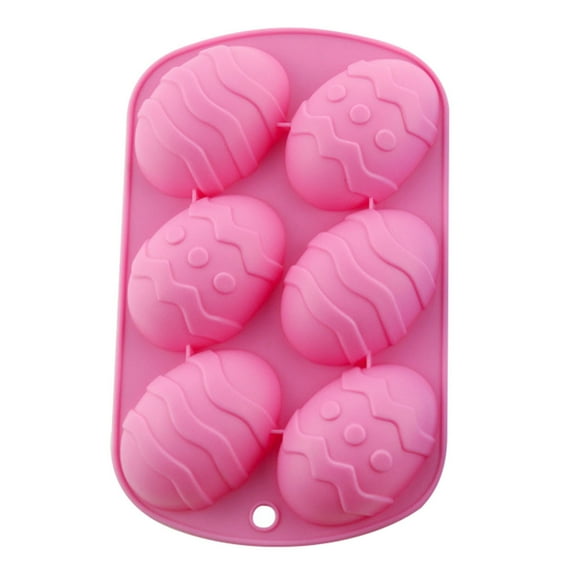 Grandest Birch 6PCS Cake Mold Easter Egg Shape Non-slip Silicone Fondant Chocolate Candy Dessert Mould for Bakery,Pink