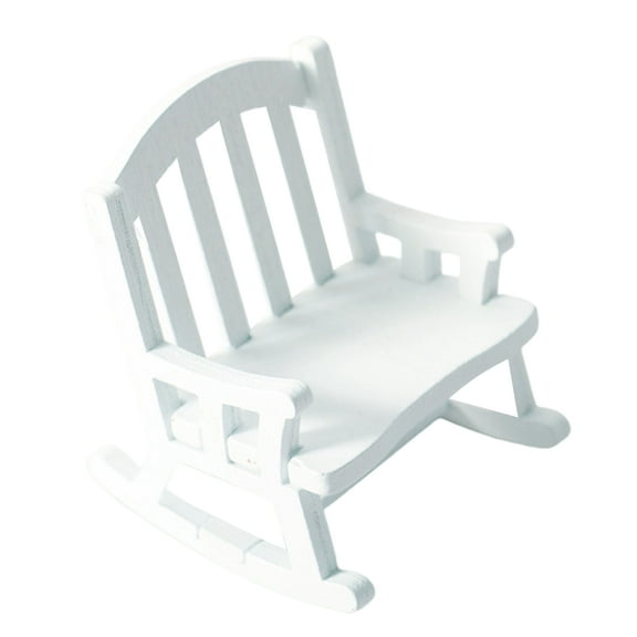 Grandest Birch 6PCS Mini Rocking Chair Retro Creative 1/12 Ratio Dollhouse Swing Rocking Chair for Scene Ornament,White