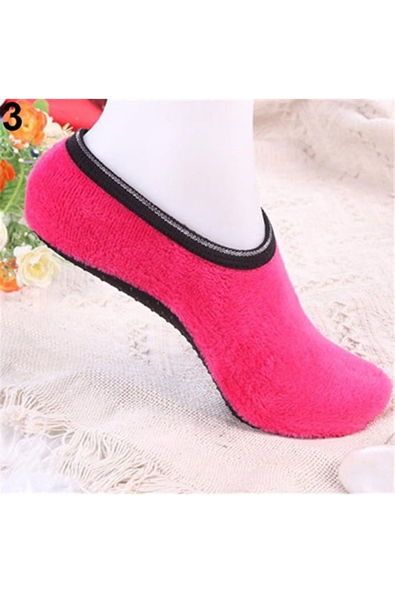 6PCS Women Fashion Pure Color Breathable Non-Slip Soft Gripper Slippers Floor Socks,Rose Red