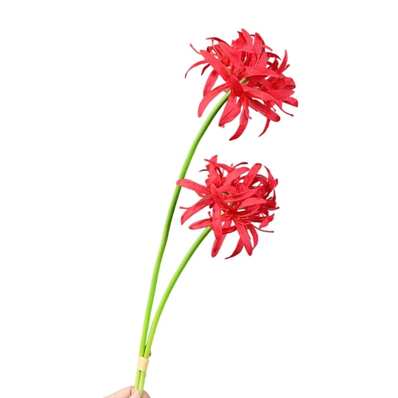 Grandest Birch 6Pcs Artificial Red Spider Lily Realistic Fake Silk Flower Wedding Home Office Table Centerpiece Faux Floral Branch Flower Arrangement Decoration,Red