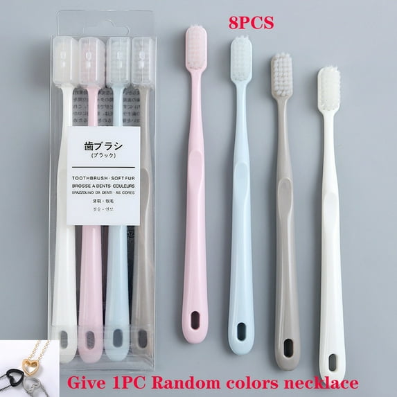 Grandest Birch 8Pcs Soft Toothbrushes,with Individual Head Cover Food Grade,Multifunctional Travel Eco-friendly Tooth Brushes Bathroom Accessories.for Home Dorm Supply