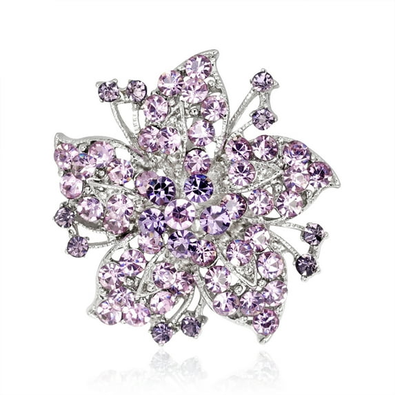 Grandest Birch Badge Pin Elegant Creative Flower Shaped Flower Jewelry Brooch for Gift Alloy Purple