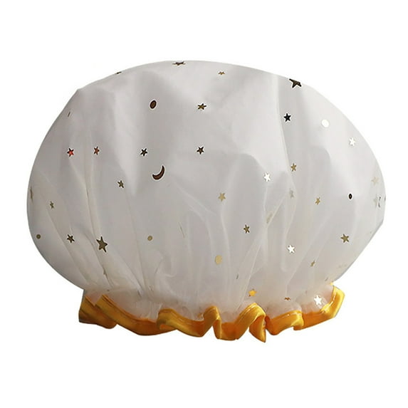 Grandest Birch Bath Hat Star Pattern Double Layer Kids Shower Shampoo Cap for Bathroom Waterproof Double Layer Wear-resistant Bath
