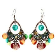 Grandest Birch Bohemian Women Disc Charms Hollow Dangle Hook Chandelier Earrings Jewelry Gift Alloy Multi-color