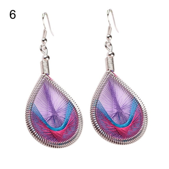 Grandest Birch Bohemian Women Multicolor Silk Geometric Water Drop Hook Earrings Jewelry Gift Alloy, Silk Gold