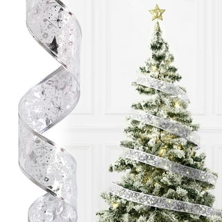 1 Roll-X829440-01-2.5x10YD White Birch Tree Winter Christmas Seasonal  Ribbon