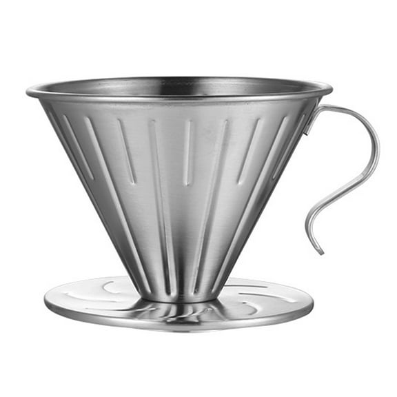 Grandest Birch Coffee Dripper V Shaped Slow Drip with Handle 304 Stainless Steel Pour Over Filter Cup for Home Reusable Corrosion-
