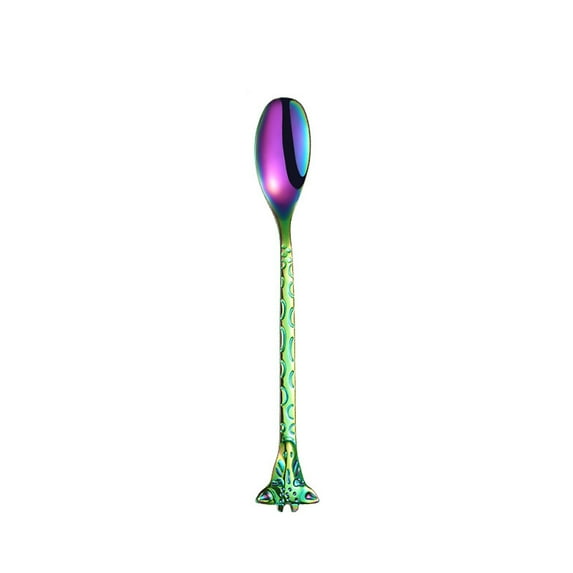 Grandest Birch Coffee Spoon Rounded Ends Giraffe Shaped Stainless Steel Dessert Scoop Fork Flatware Cutlery Kitchen Supplies Smoot