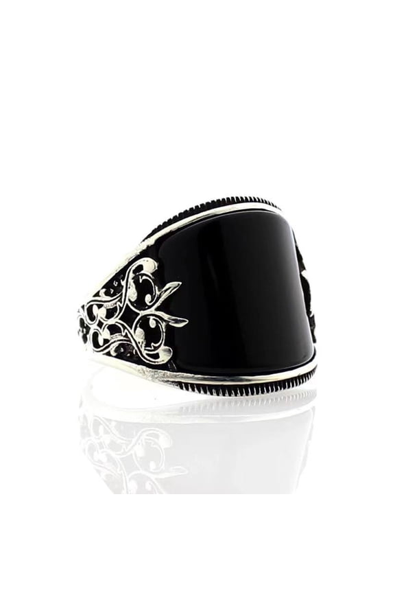 Couple Ring Carved Pattern U Shape Men Women Long Lasting All Match Punk Style Ring for Dating Alloy Black