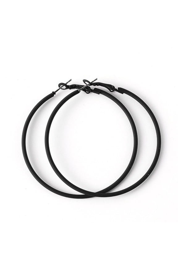 Creative Big Circle Charm Hoop Earrings Candy Color Women Party Jewelry Gifts Titanium Steel Black