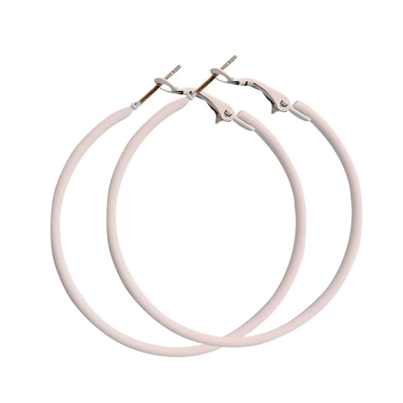 Grandest Birch Creative Big Circle Charm Hoop Earrings Candy Color Women Party Jewelry Gifts Titanium Steel White