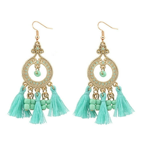 Grandest Birch Earrings Bohemian Style Exquisite Alloy Tassels Drop Dangle Hook Earrings for Women Alloy Black