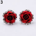 thumbnail image 1 of Grandest Birch Elegant Rose Flower Rhinestone Ear Stud Clip Earrings Women Piercing Jewelry Alloy, Rhinestone Red, 1 of 4