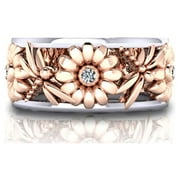 Grandest Birch Elegant Sunflower Dragonfly Hollow Shiny Metal Finger Ring Women Jewelry Xmas Gift Copper Pink