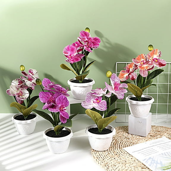 Grandest Birch Fake Potted Plant Realistic Simulation Flower Vivid Colored Fake Butterfly Orchid Bonsai for Home Decor