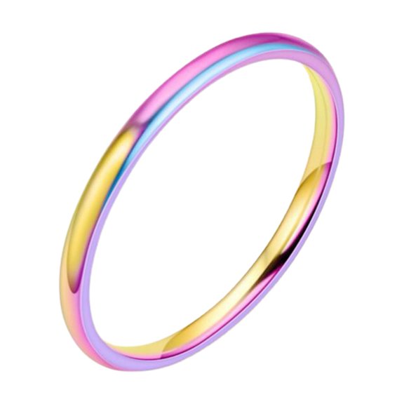 Grandest Birch Finger Ring Elegant Smooth Surface Minimalist Simple Style Thin Stacking Ring for Birthday Titanium Steel Multi-col