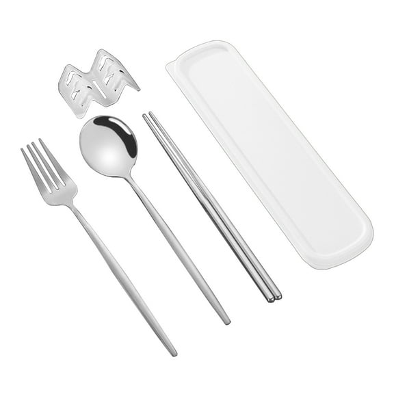 Grandest Birch Flatware Kit Korean Style Dust-proof Stainless Steel Chopsticks Fork Spoon Dinner Set for Daily Use Rust-free Porta