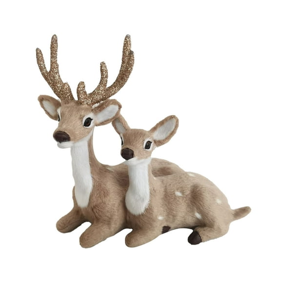 Grandest Birch Flocking Realistic Deer Statue PE Compact Delicate Deer Figurine Office Decor Decorative Flocking Clear Texture Dee
