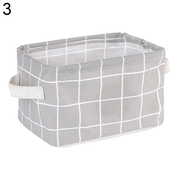 Grandest Birch Foldable Desktop Underwear Storage Box Cosmetic Basket Stationery Container Check Pattern Large Capacity Storage Ca
