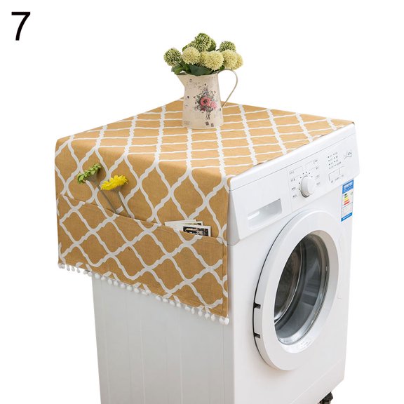 Grandest Birch Geometric Rhombus Washing Machine Refrigerator Dust Cover Protector with Pocket Fresh Patterns Dust-proof with Pock