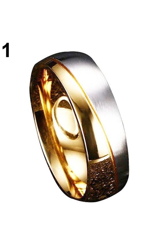 Gold Plated Titanium Steel Lover Ring Wedding Band Bridal Jewelry Gift Titanium Steel Black