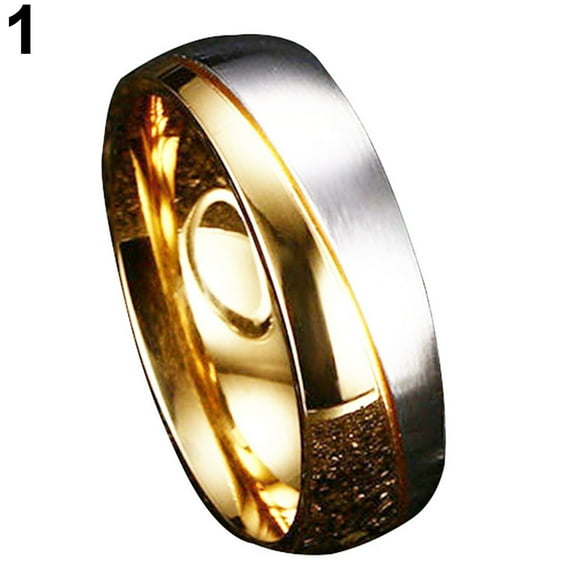 Grandest Birch Gold Plated Titanium Steel Lover Ring Wedding Band Bridal Jewelry Gift Titanium Steel Brown