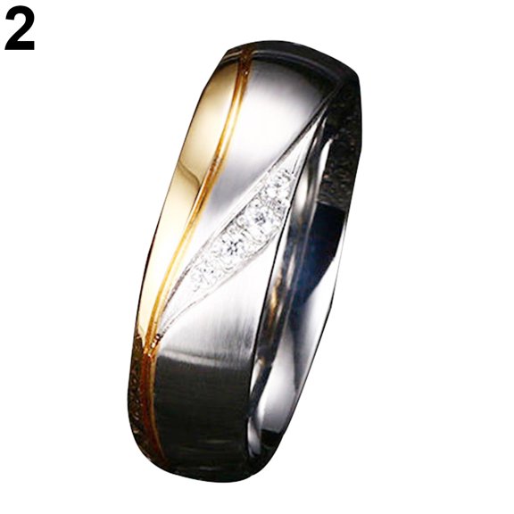 Grandest Birch Gold Plated Titanium Steel Lover Ring Wedding Band Bridal Jewelry Gift Titanium Steel Gold