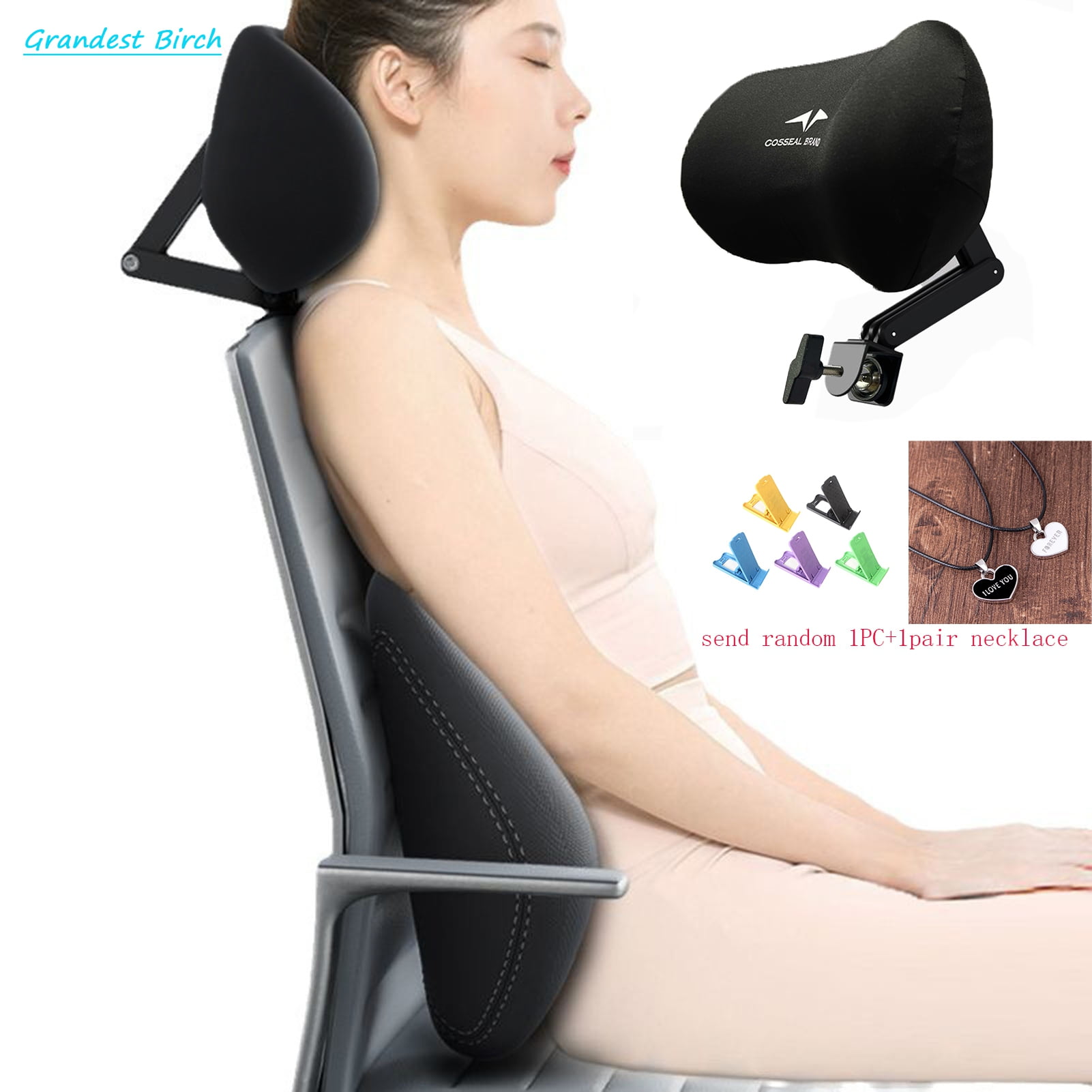 Grandest Birch Head Support Pillow for Office Chair Neck Support Pillow for Home Adjustable Ergonomic for Relieving Work Stress and Fatigue for Gamer Working Walmart