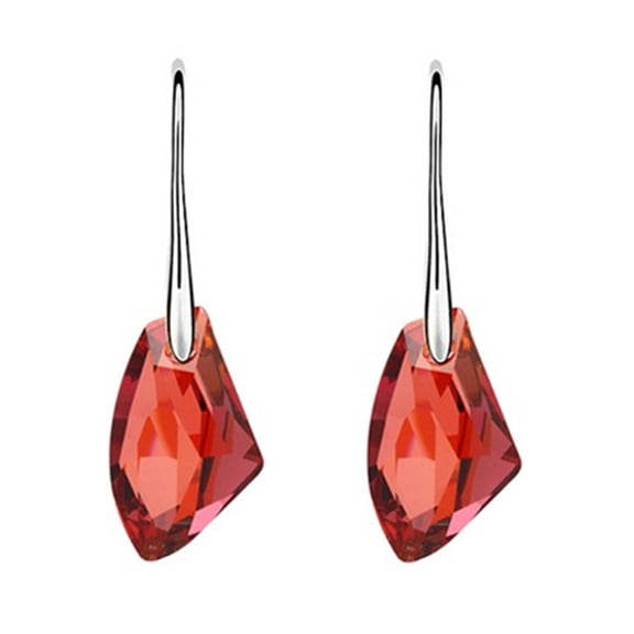 Grandest Birch Women Rhinestone Dangle Drop Hook Earrings Royal Style Eardrop Jewelry Alloy, Rhinestone Red