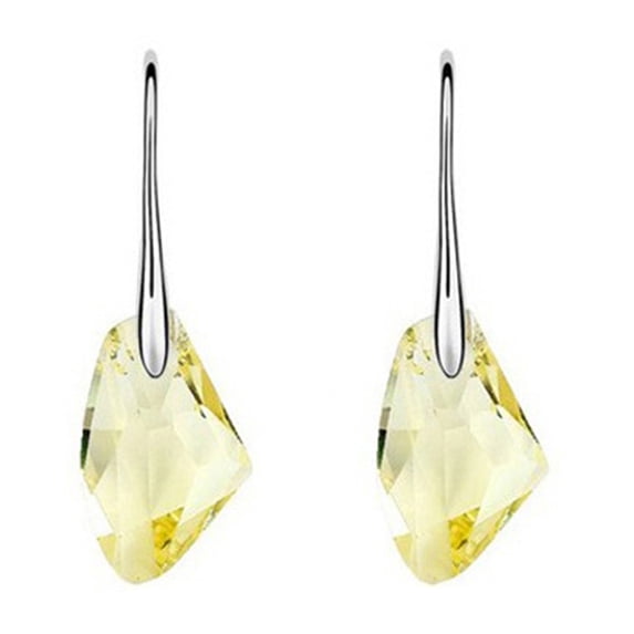 Grandest Birch Women Rhinestone Dangle Drop Hook Earrings Royal Style Eardrop Jewelry Alloy, Rhinestone Yellow