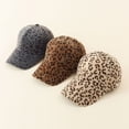 thumbnail image 1 of Grandest Birch Hook Loop Fasteners Baseball Cap Extended Brim Warm Leopard Print Plush Outdoor Hat for Fall Winter, 1 of 8