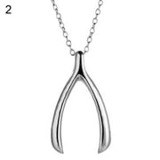 Grandest Birch Magical Wishbone Pendant Necklace Good Luck Charm Clavicle Chain Jewelry Gift Alloy Silver