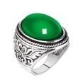 thumbnail image 1 of Grandest Birch Men Vintage Artificial Gem Carving Band Finger Ring Jewelry Party Banquet Gift Alloy,Faux Gem Green, 1 of 8