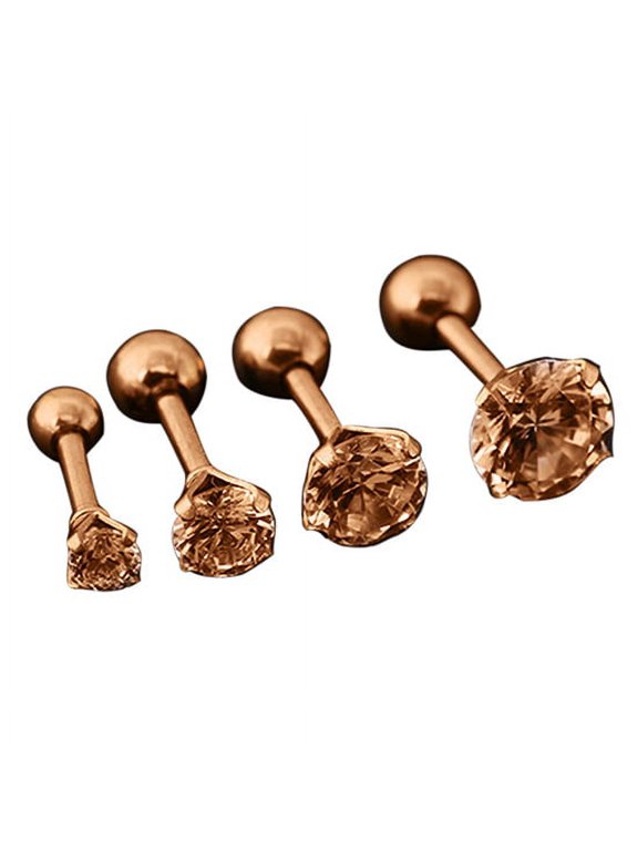 Men Women Rhinestone Cartilage Tragus Bar Helix Upper Ear Earring Stud Jewelry Surgical Steel, Rhinestone Gold