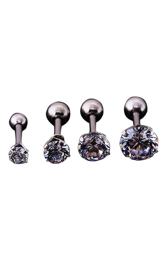 Men Women Rhinestone Cartilage Tragus Bar Helix Upper Ear Earring Stud Jewelry Surgical Steel, Rhinestone Silver