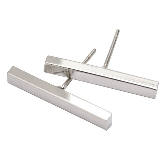 Grandest Birch Minimalist Bar Stick Line Women Stud Earrings Party Jewelry Valentine Day Gift Alloy Silver
